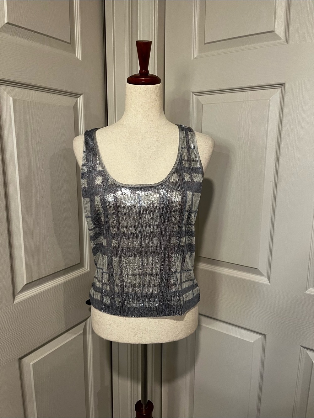 Worth New York Silver Sequin Tank Size P